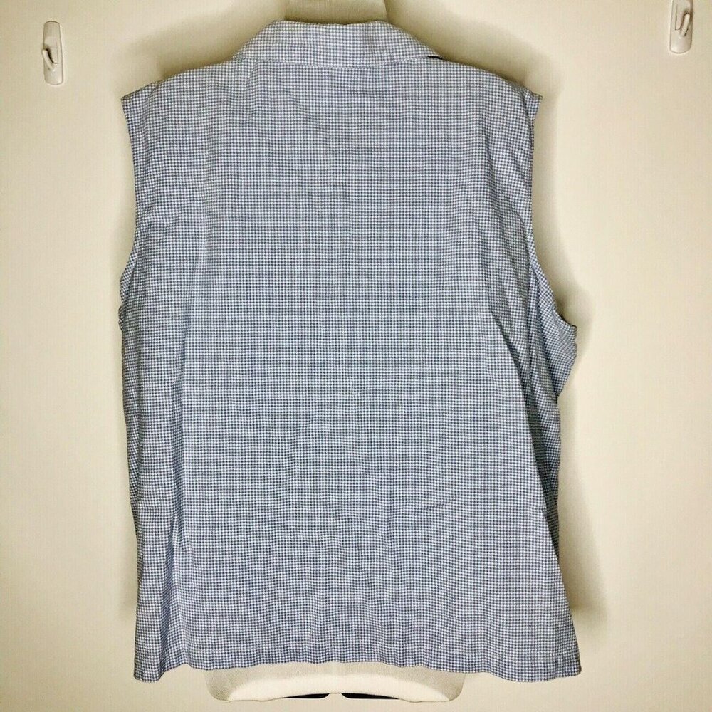 Jane Ashley Blouse Womens Size 3X Sleeveless Checks Embroidered Blue White - Picture 3 of 5